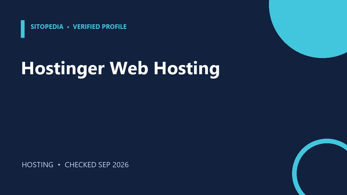 Hostinger Web Hosting researched product profile